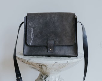 Crossbody bag ZOFIA / handmade shoulder bag / vegetable-tanned leather flap bag / medium brown handbag