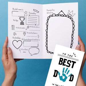 Libro para completar y tarjeta para colorear: Cuestionario "Todo sobre papá", Sorpresa para el Día del Padre conmovedora, Tarjeta para papá, Tarjeta para el padre, el mejor papá del mundo