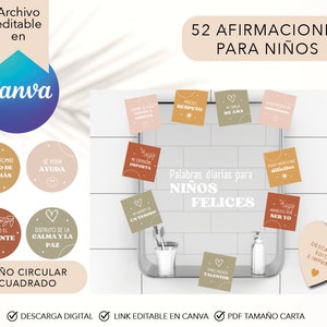 Afirmaciones diarias para niños español, manejo de emoções, frases positivas niños, autoestima montessori, saúde mental niños, mindfulness