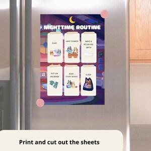 Kids Sticker Board Daily Routine Printable, Blue Dog Room Decor ...