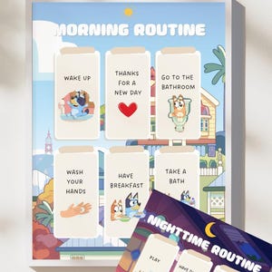 Kids Sticker Board Daily Routine Printable, Blue Dog Room Decor ...