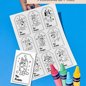 Blue Dog Thank You Tags: Printable Coloring Party Favors (PDF Download), Instant Download, Dog-Themed Party Decoration, custom tags