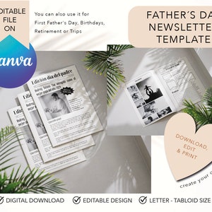 Periódico Día del Padre editable Canva, tarjeta del Día del Padre EN ESPAÑOL, regalo para papá, regalo del día del padre personalizado, Papá