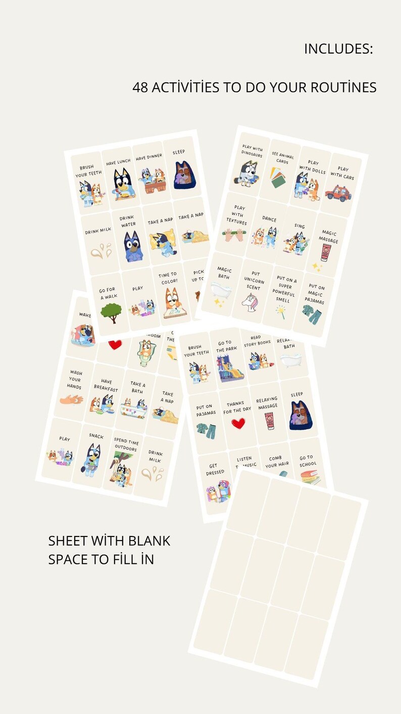 Kids Sticker Board Daily Routine Printable, Blue Dog Room Decor ...