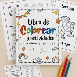 Libro de actividades ESPAÑOL, ebook para colorear, toddler worksheets, quiet book, dibujos para pintar,  juegos niños para colorear spanish