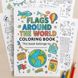 World flags coloring book, Printable coloring pages for kids, educational homeschool geography, countries flags, kids printable activities