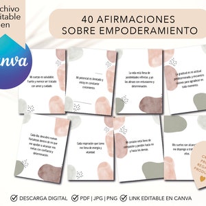 Afirmaciones positivas español, empoderamento pessoal, frases positivas, frase inspirada, Editable Canva, frases motivadoras amor proprio