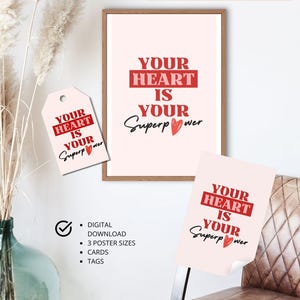 Impresión de citas de amor, decoración de San Valentín para niños, kit imprimible de amor, set imprimible inspirador para niños, póster de citas positivas, nota de amor para niños