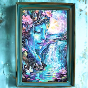 Elemental Goddess Art Print, Earth Goddess Art, Gaia Painting, Earth Nature Lover, Wall Art , Nature Healing