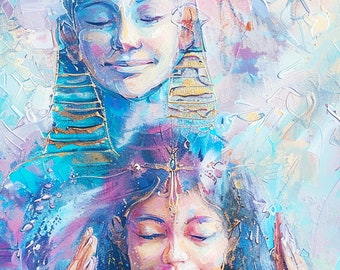 Poster della dea - Pittura egiziana, Arte della parete della dea, Dea curativa, Stampa d'arte d'amore, Stampa digitale della dea, Pittura divina