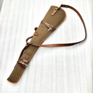 33&quot; Leather & Canvas Rifle Scabbard Case with Fur Lining and Adjustable Strap - Brown Shotgun Slipcase Rifle Fit Winchester Marlin Henry