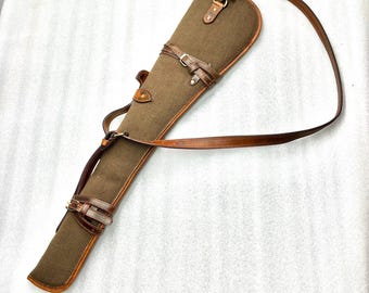 Leather & Canvas Rifle Scabbard Case with Fur Lining and Adjustable Strap 33" Vintage Brown Shotgun Cover Rifle Fit Winchester Marlin Henry