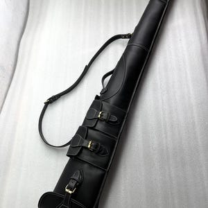 Western Scabbard 40-54 Inches Black Leather Rifle Scabbard with Fur Lining - Carrying Handle, Ammo Pockets and Adjustable Carrying Strap