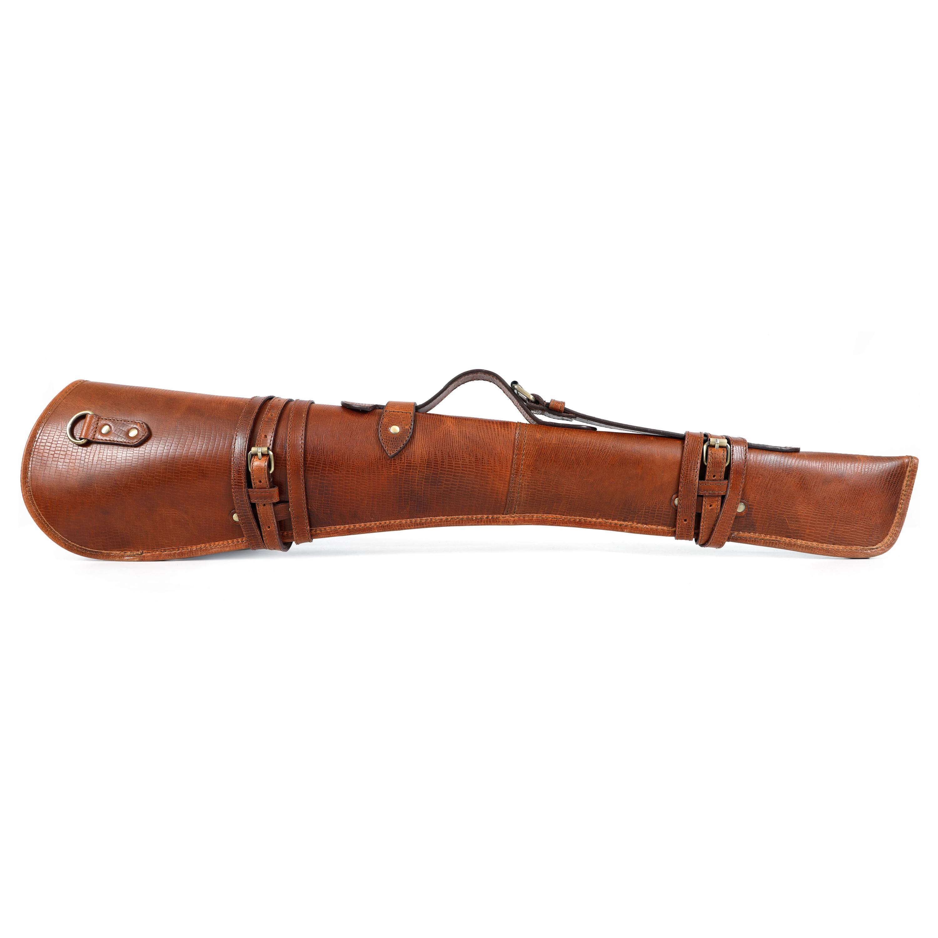 33” Brown Leather Rifle Scabbard – Textured Full Grain Western Gun Case ...