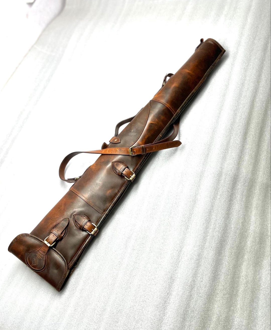 Handcrafted Leather Rifle Scabbard: Western Shotgun Case With Shoulder ...