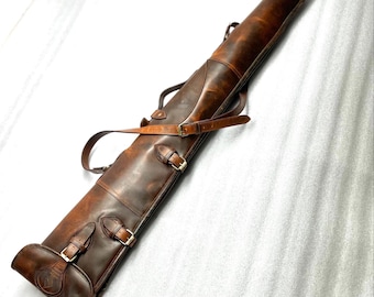 Handcrafted Leather Rifle Scabbard: Western Shotgun Case with Shoulder Strap