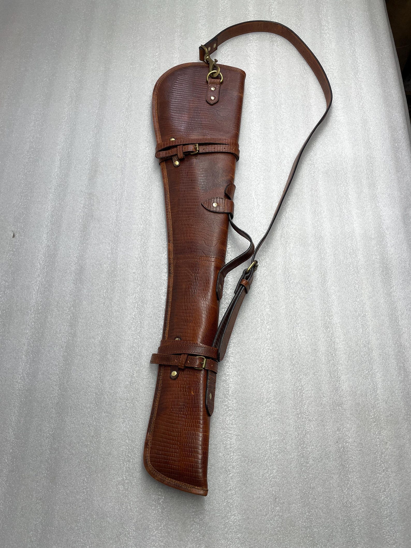 33” Brown Leather Rifle Scabbard – Textured Full Grain Western Gun Case ...