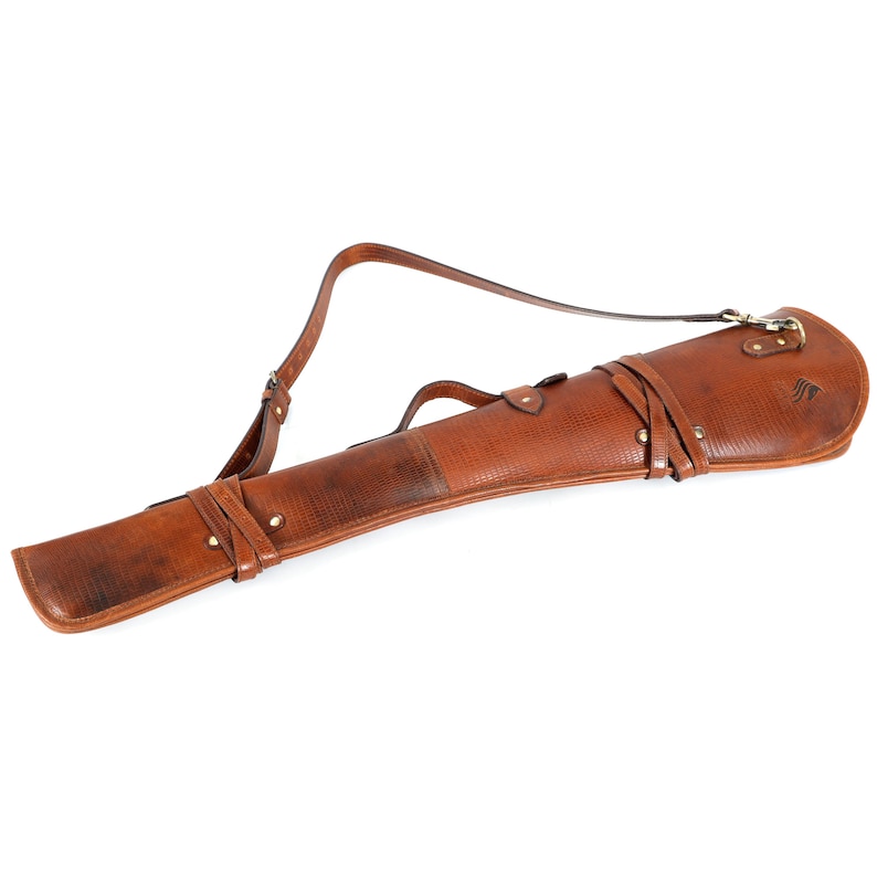 33” Brown Leather Rifle Scabbard – Textured Full Grain Western Gun Case ...