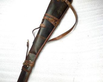 40" Brown Leather Rifle Scabbard with Fur Lining & Versatile Strap for Lever Action Carbine Horseback or ATV Fits Winchester Marlin Henry