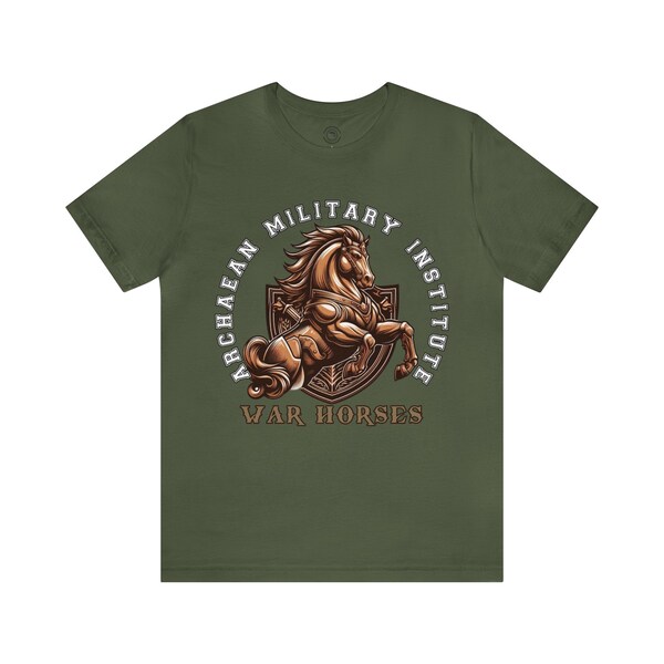 Archanean Military Institute War Horses T-Shirt: - Legendary Greek Warrior Apparel, Trojan War Inspired Campus Tee,  Mythic School Spirit