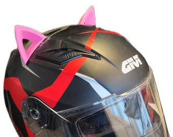 Różowe kocie uszy w kasku: drukowana w 3D dekoracja na kask motocyklowy/narciarski