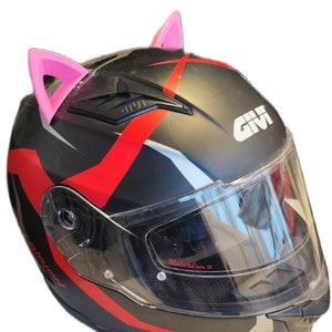 Helmet cat ears pink, Ear Helmet Decorations,  Ear Motorcycle Riding Decorations,   Ear Ski Helmet Accessories, 3M Adhesive red