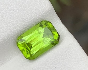 Faceted Emerald Shape Apple Green Peridot