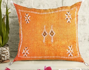 Cactus silk pillow - Moroccan Sabra cushion Boho - Handmade cactus silk pillow - Boho Style Pillow - Berber Square Throw Pillow (Unstuffed)