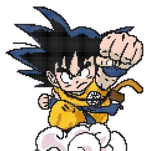 DRAGONBALL GOKU 80s cartoon character cross stitch pattern pdf DMC threads