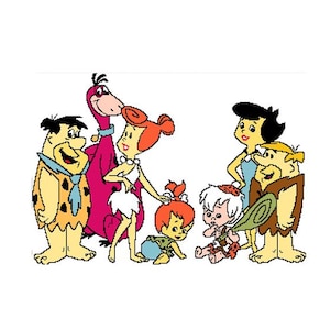 FLINSTONES family 80s cartoon characters cross stitch pattern pdf DMC threads