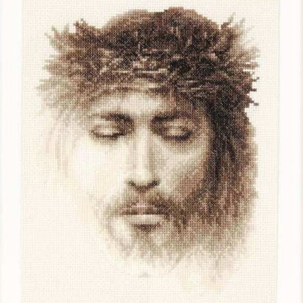 JESUS CHRIST face Passion cross stitch pattern DMC colors