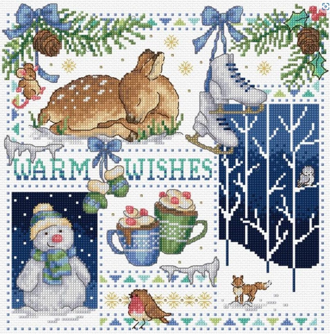 CHRISTMAS SAMPLER Wild Animals and Winter Elements With Cross Stitch ...