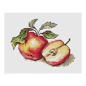 Può includere: Due mele rosse con foglie verdi, una intera e una tagliata a metà, con un cuore e semi visibili. Le mele sono dipinte in stile acquerello.