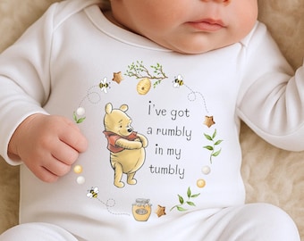Baby Strampler, Strampler oder Lätzchen mit dem Spruch "Rombly Tumblely""