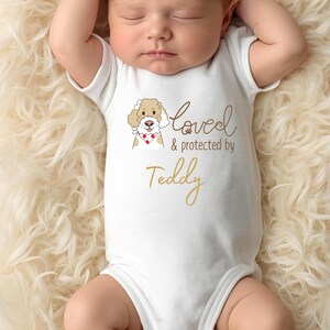 Loved & Protected by Labradoodle Baby Outfit: Personalised Doodle Dog Vest