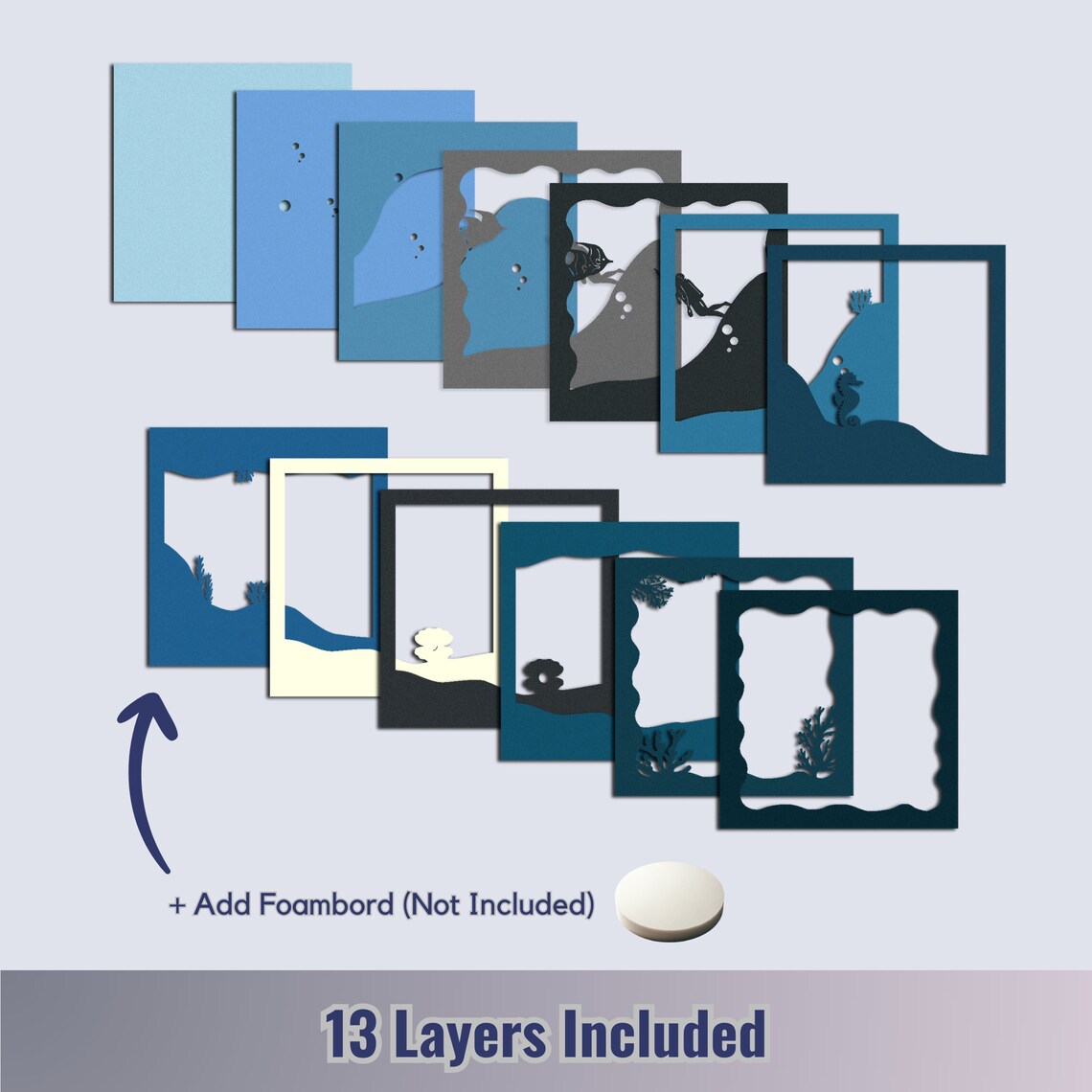 Multi Layered Shadow Box 3D Shadow Box, Ocean Svg, Paper Crafts, Multilayer SVG, Card Box Model ...