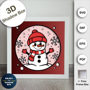 Snowman Shadow Box SVG, Christmas Shadow Box Template, Winter Shadow Box, Multilayer SVG for Cricut Projects, Light Box Lantern SVG Cricut