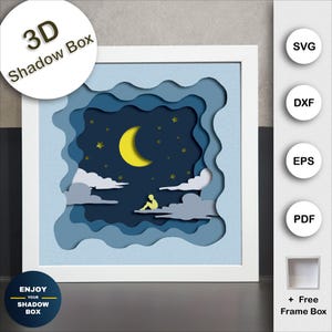 Caja de sombras 3D, manualidades de papel, modelo de caja de cartón, svg en capas, corte de papel, archivos de corte svg de Cricut, arte de papel en capas, SVG multicapa, luz de noche