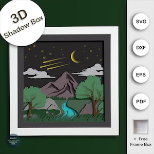 3D Shadow Box - Multilayer SVG, Shadow Box, Paper Model, Paper Crafts, layered paper art, SVG Cardstock Template, 3D Light Box, shadowbox