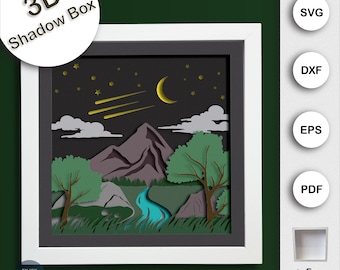 3D Shadow Box - Multilayer SVG, Shadow Box, Paper Model, Paper Crafts, layered paper art, SVG Cardstock Template, 3D Light Box, shadowbox