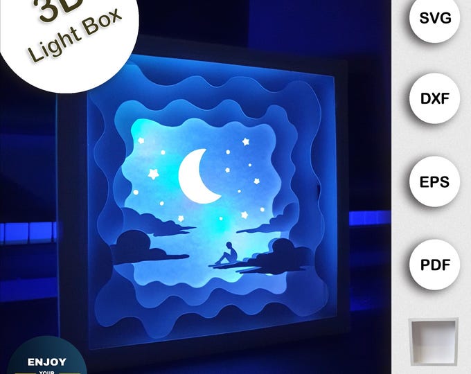 3D Light Box, Shadow Box SVG for Cricut Projects, Layered Paper Art ...