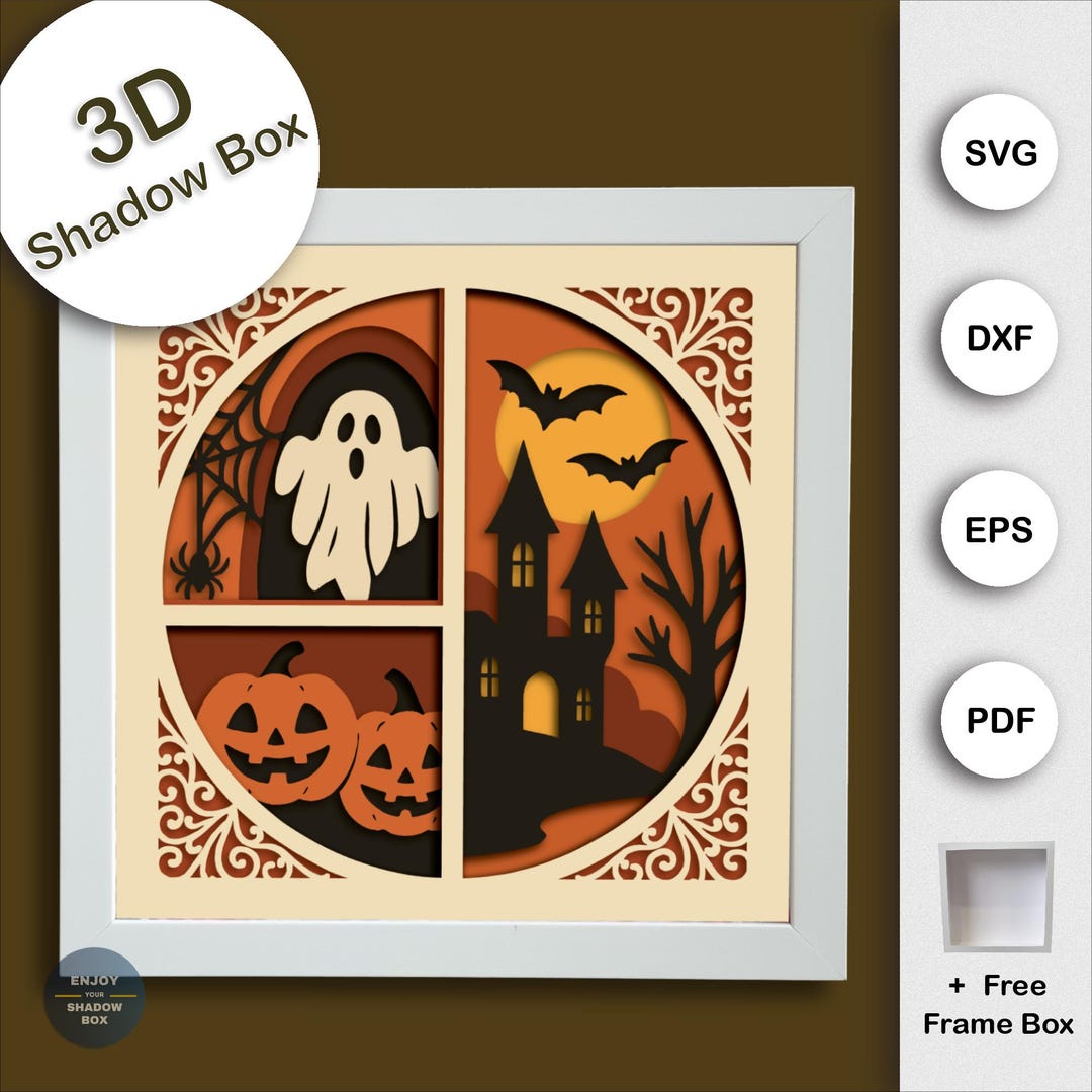 Halloween Shadow Box SVG for Cricut - Ghost Pumpkin Layered Papercraft ...