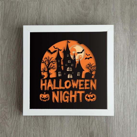 ハロウィン シャドーボックス SVG、3D ハロウィン SVG、レイヤー