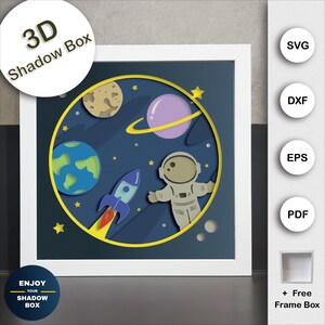 ShadowBox SVG, Multi Layer SVG, Space SVG, Astronaut Art, Layer Paper Art, 3D Shadow Box, 3D Spaceship, Cricut Projects, Light Box, Star svg