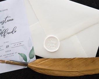 Zelfklevende lakzegel “Save the Date”
