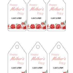 Mothers Day Gift Tag Printable Minimalist Tags for Mom I Love You Mom ...