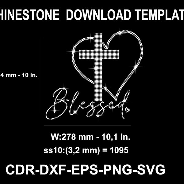heart blessed ,Rhinestone Pattern, SVG Pattern
