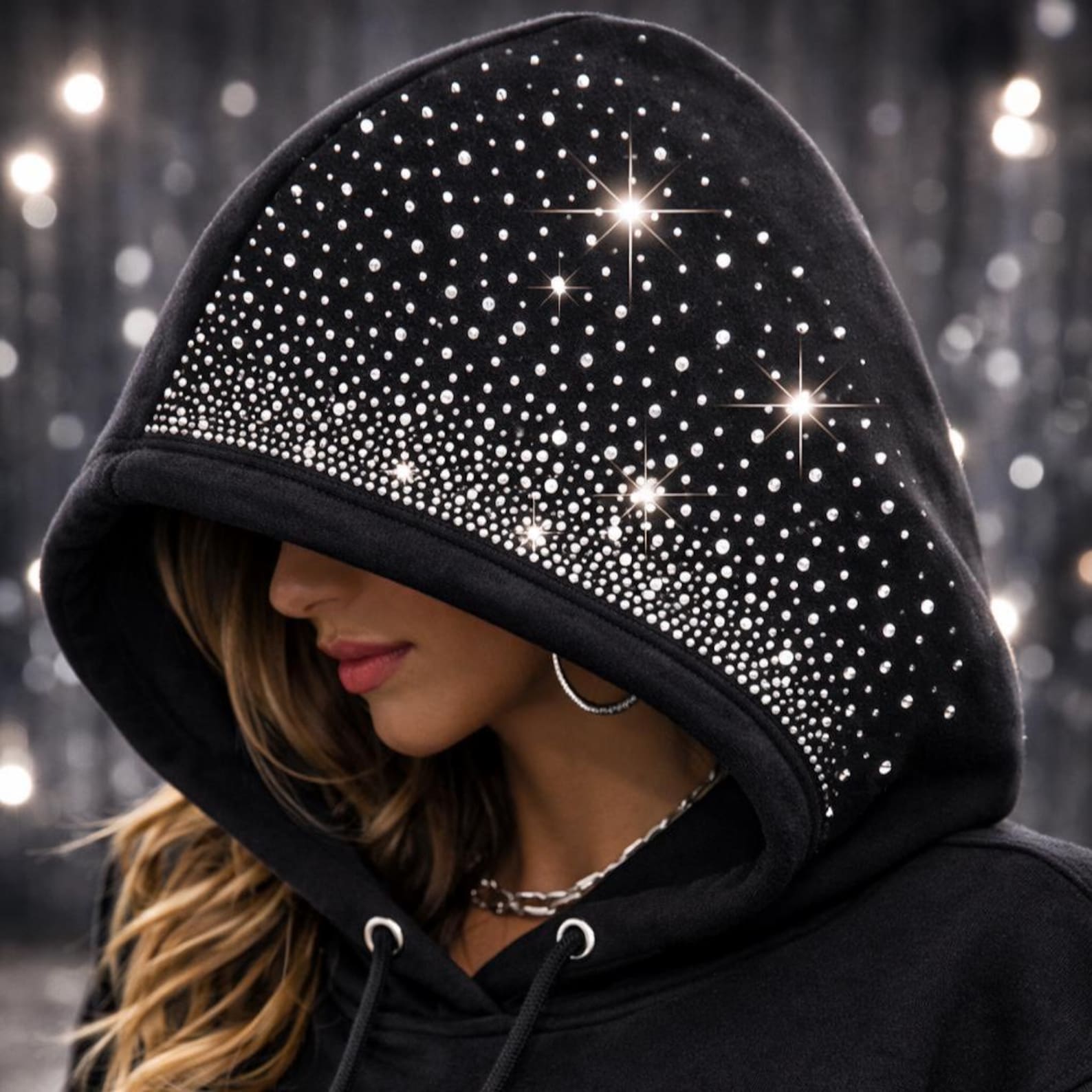 Hoodie Rhinestone Template | Bling Design SVG (digital Download) - Etsy