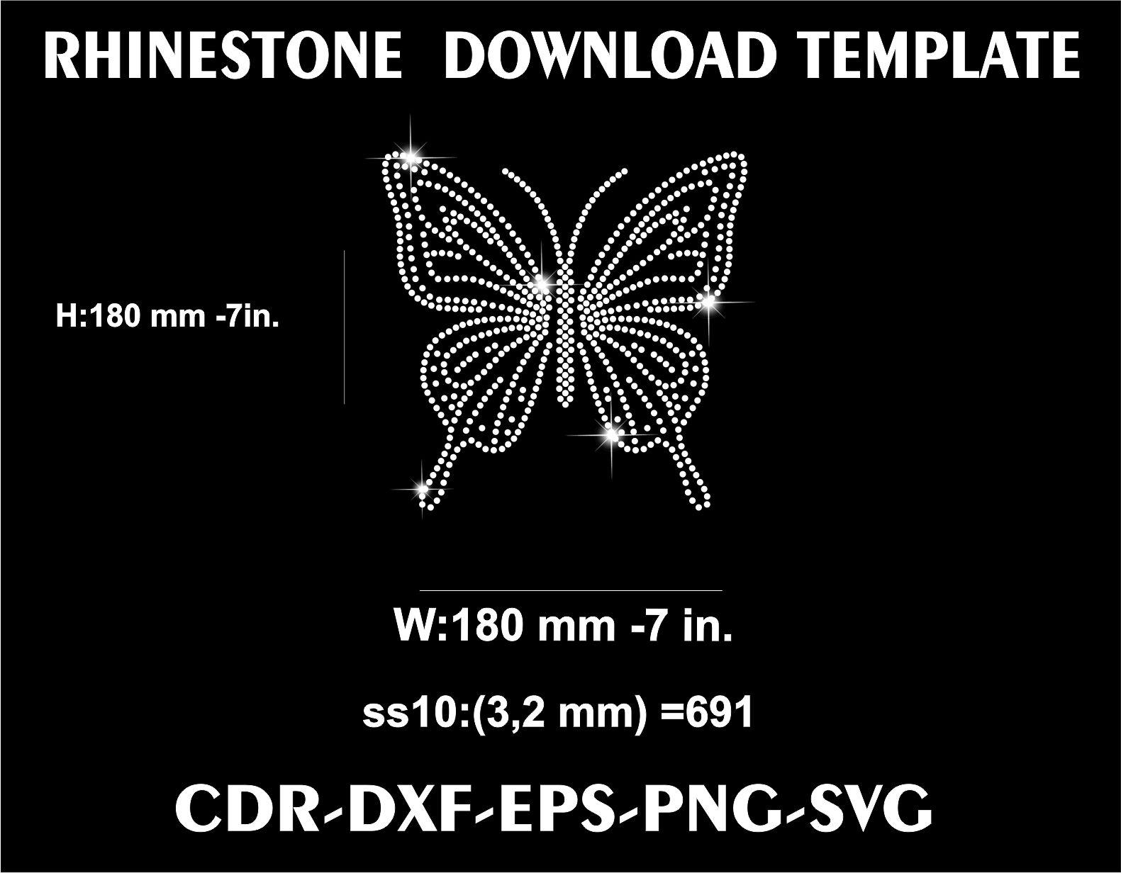 Butterfly Rhinestone Template SS10 | Elegant Butterfly Crystal Design ...
