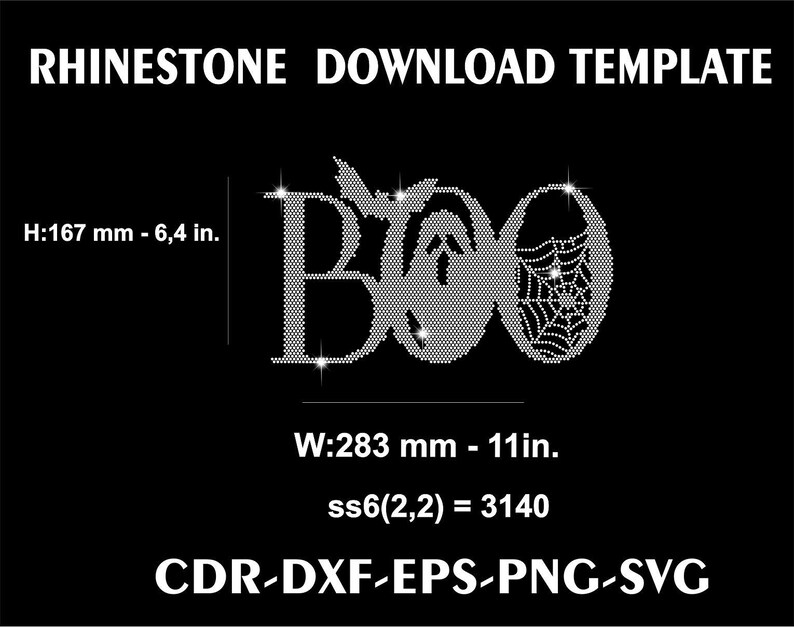 Rhinestone Boo Halloween Rhinestone Boo Pattern: SVG, PNG, PDF Files (digital Download ...